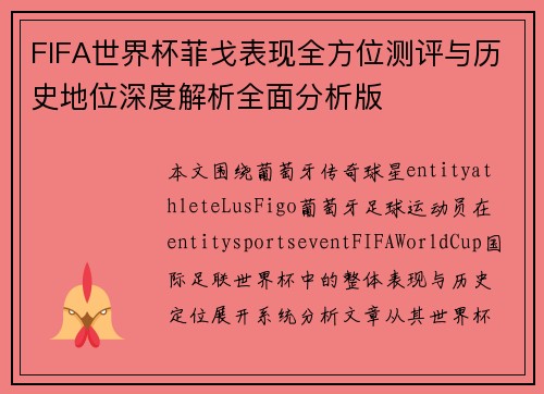 FIFA世界杯菲戈表现全方位测评与历史地位深度解析全面分析版